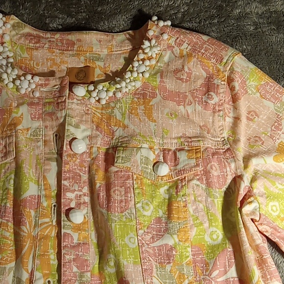 Ruby Rd Beaded Short Jacket 14 Colorful Denim-like - Picture 3 of 14